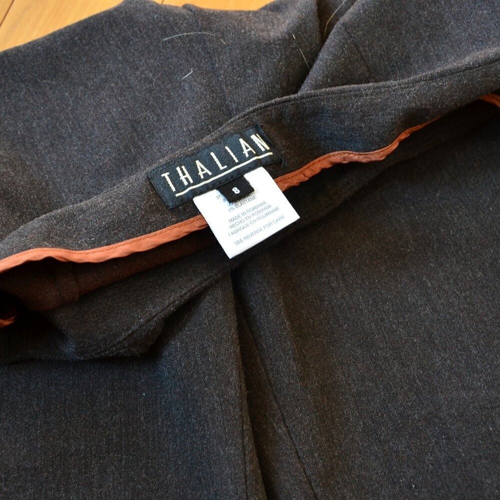 Thalian Capri Dress Pants Women's 8 Brown Career Wool Blend - Picture 6 of 9